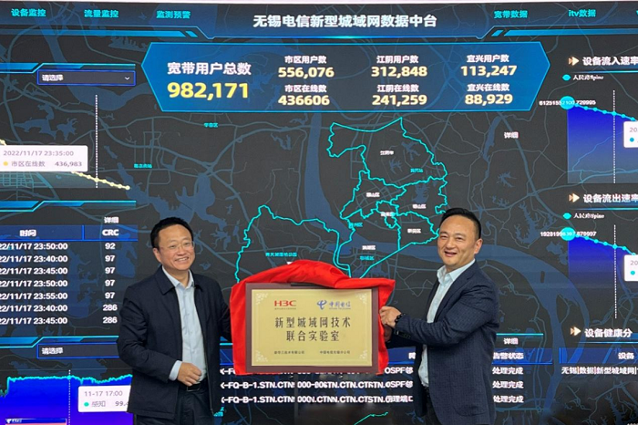 新华三助力中国电信江苏无锡分公司新型城域网规模承载用户突破100万